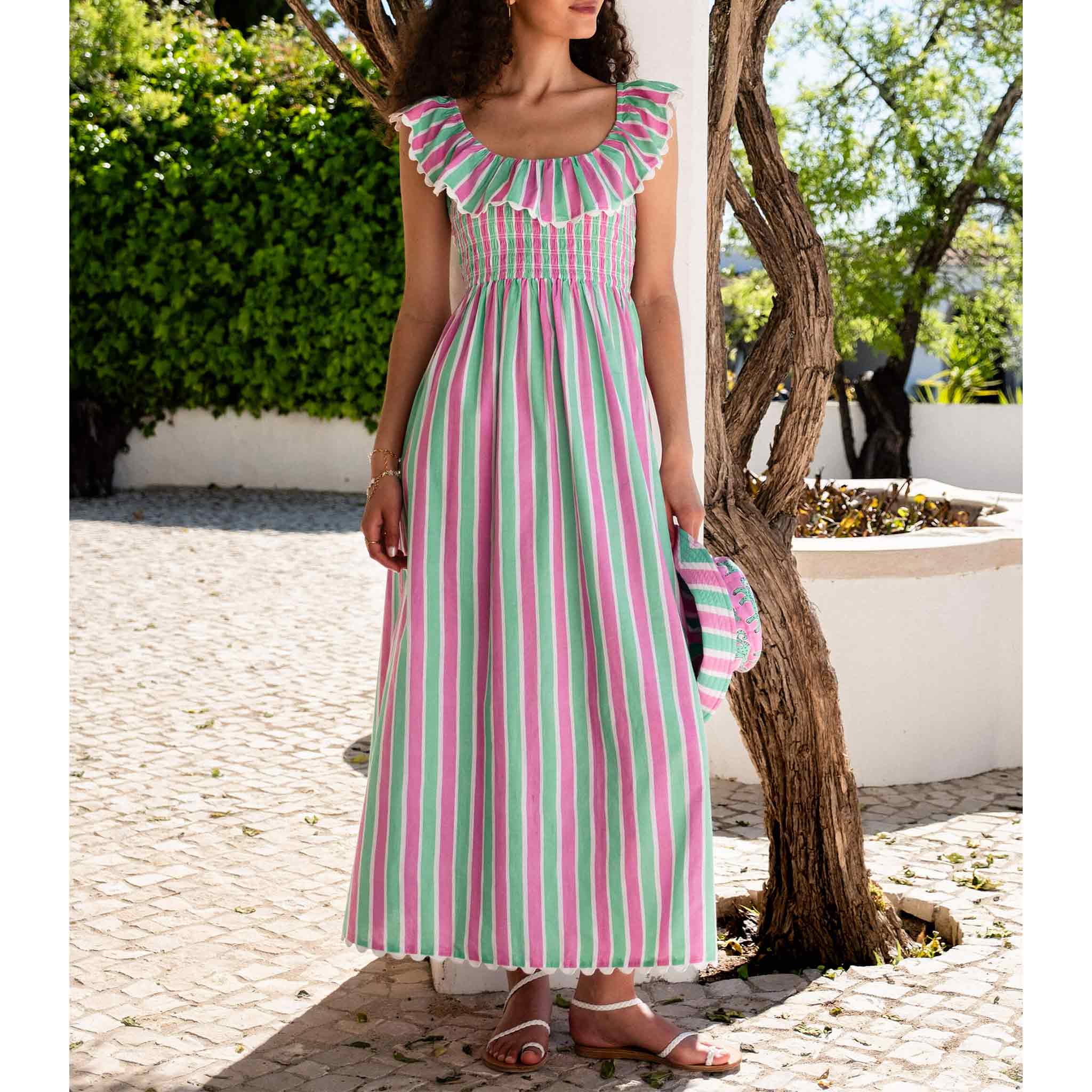 Susie Dress in Mint Stripe
