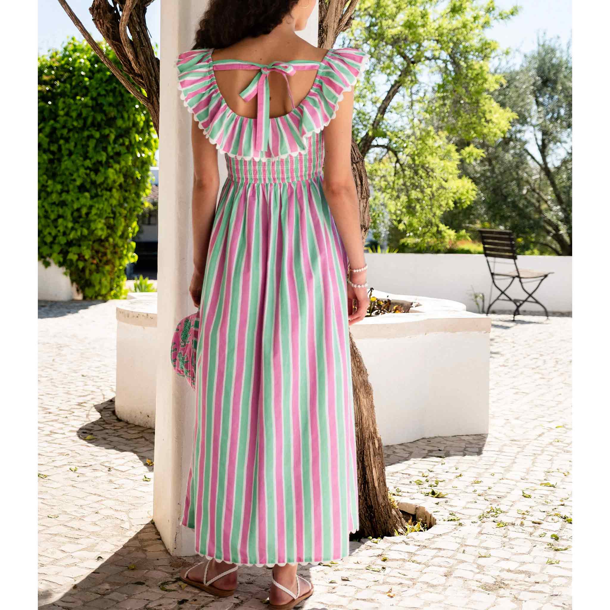 Susie Dress in Mint Stripe