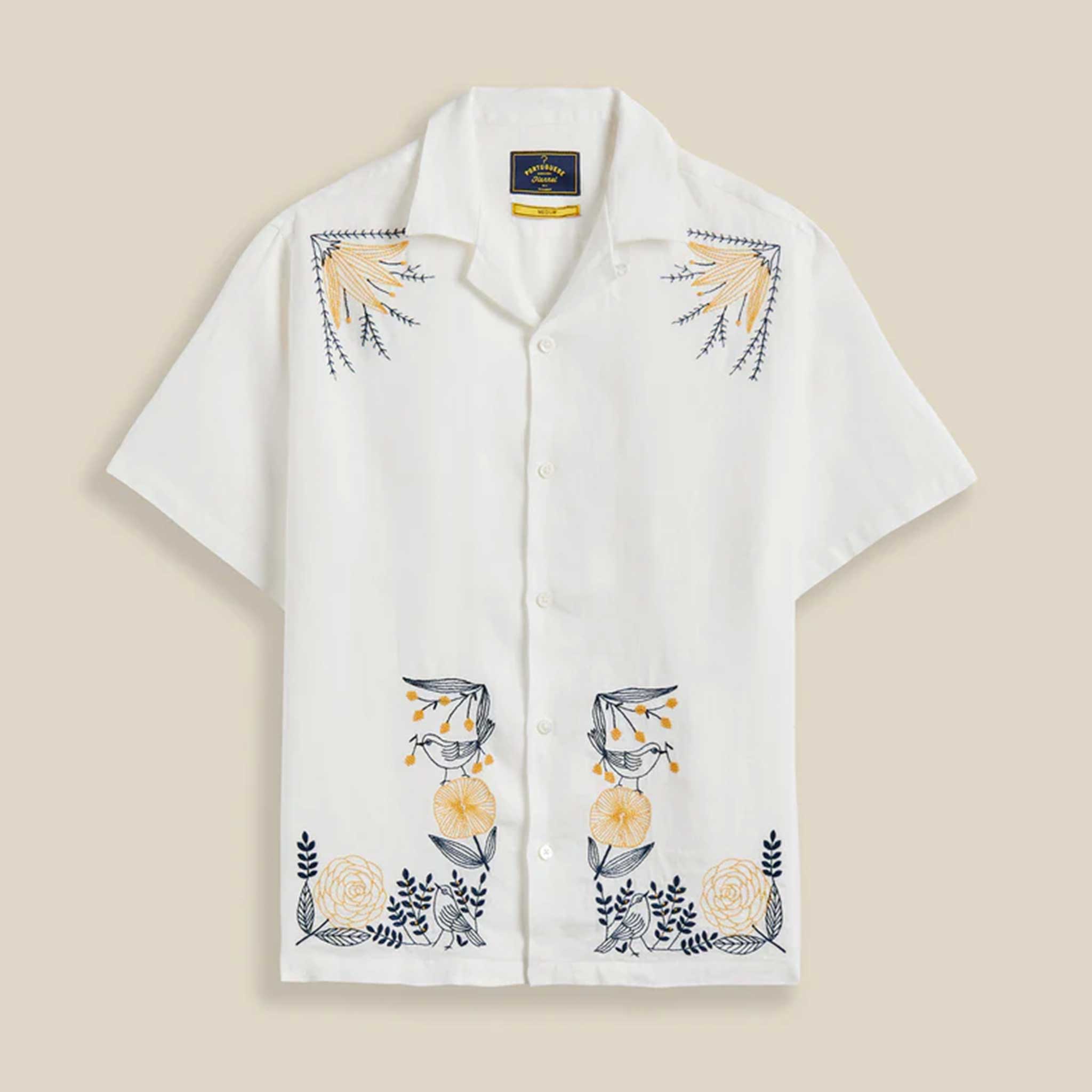 Bird & Flowers Embroidery Shirt