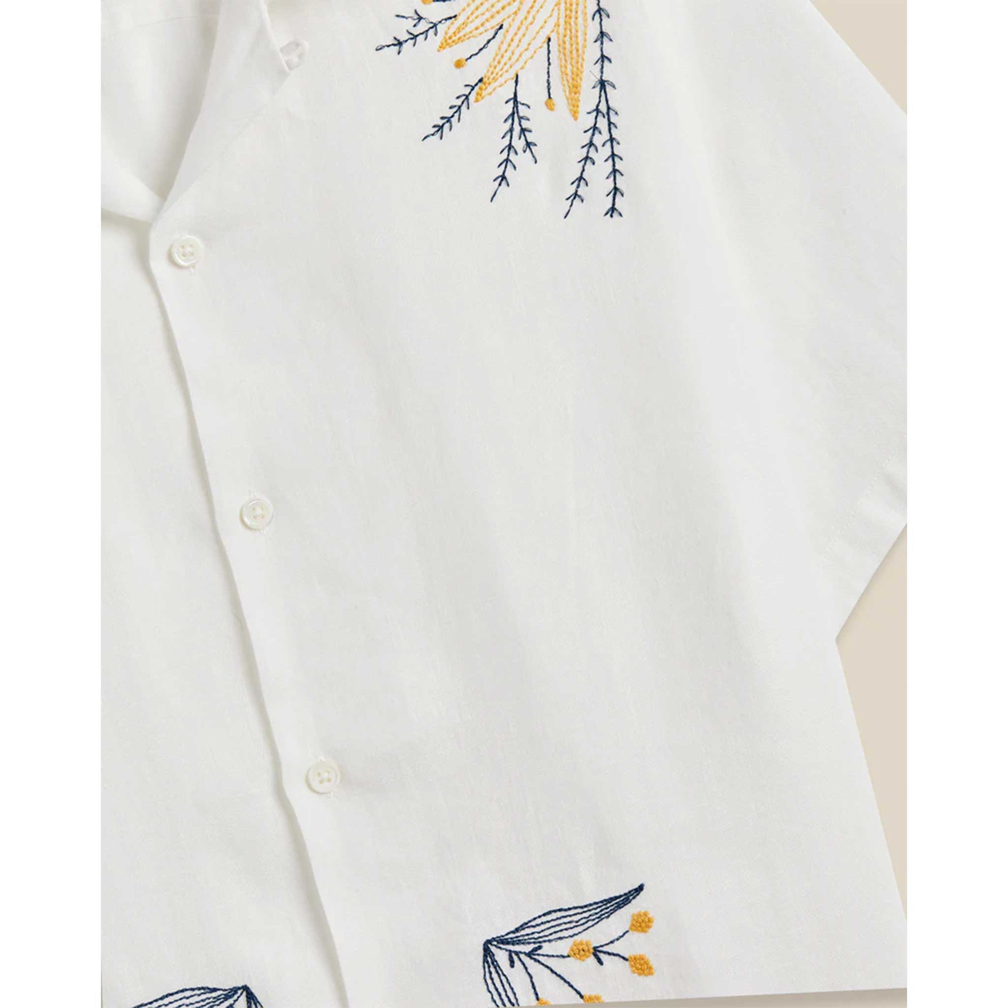 Bird & Flowers Embroidery Shirt