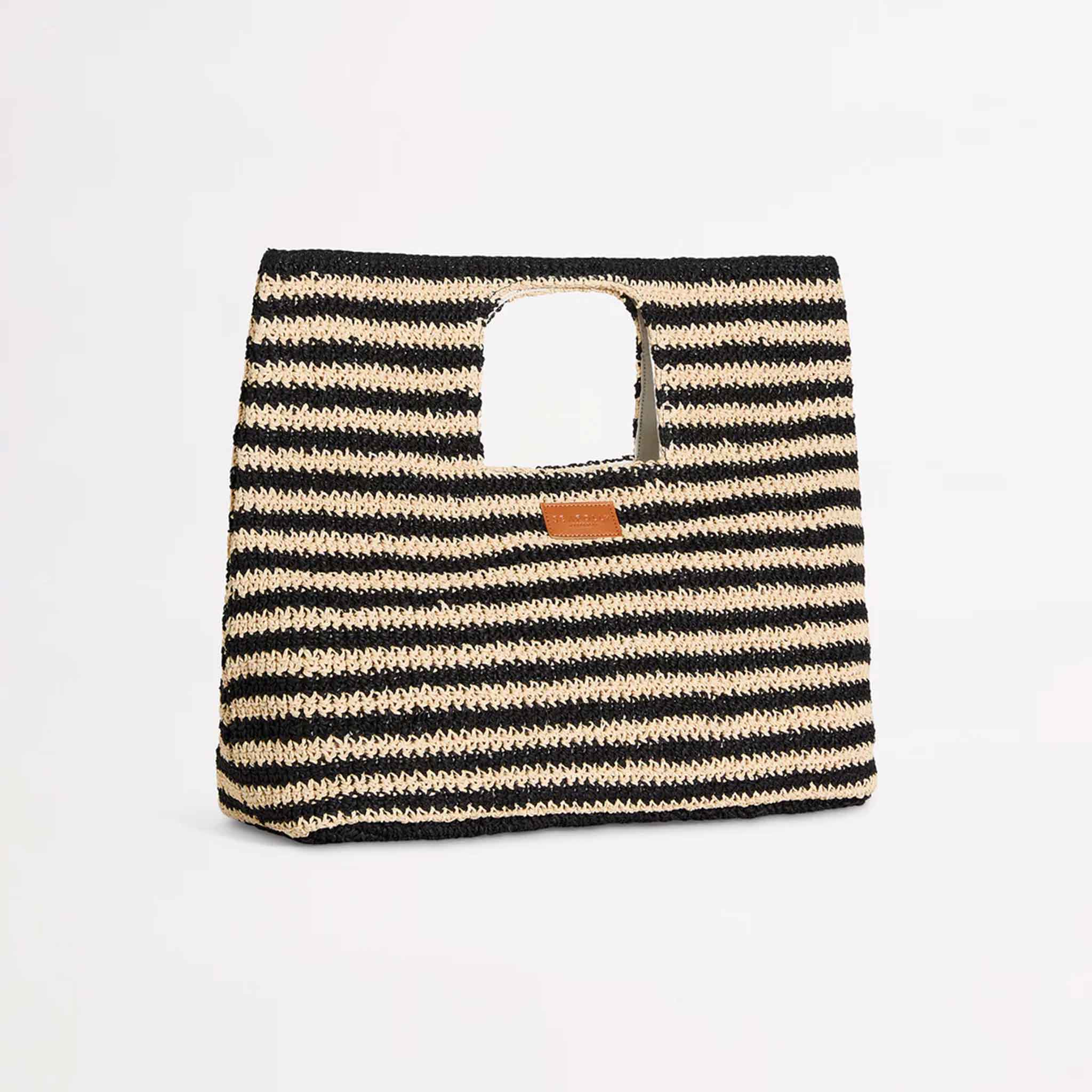 Raffia Stripe Basket Bag