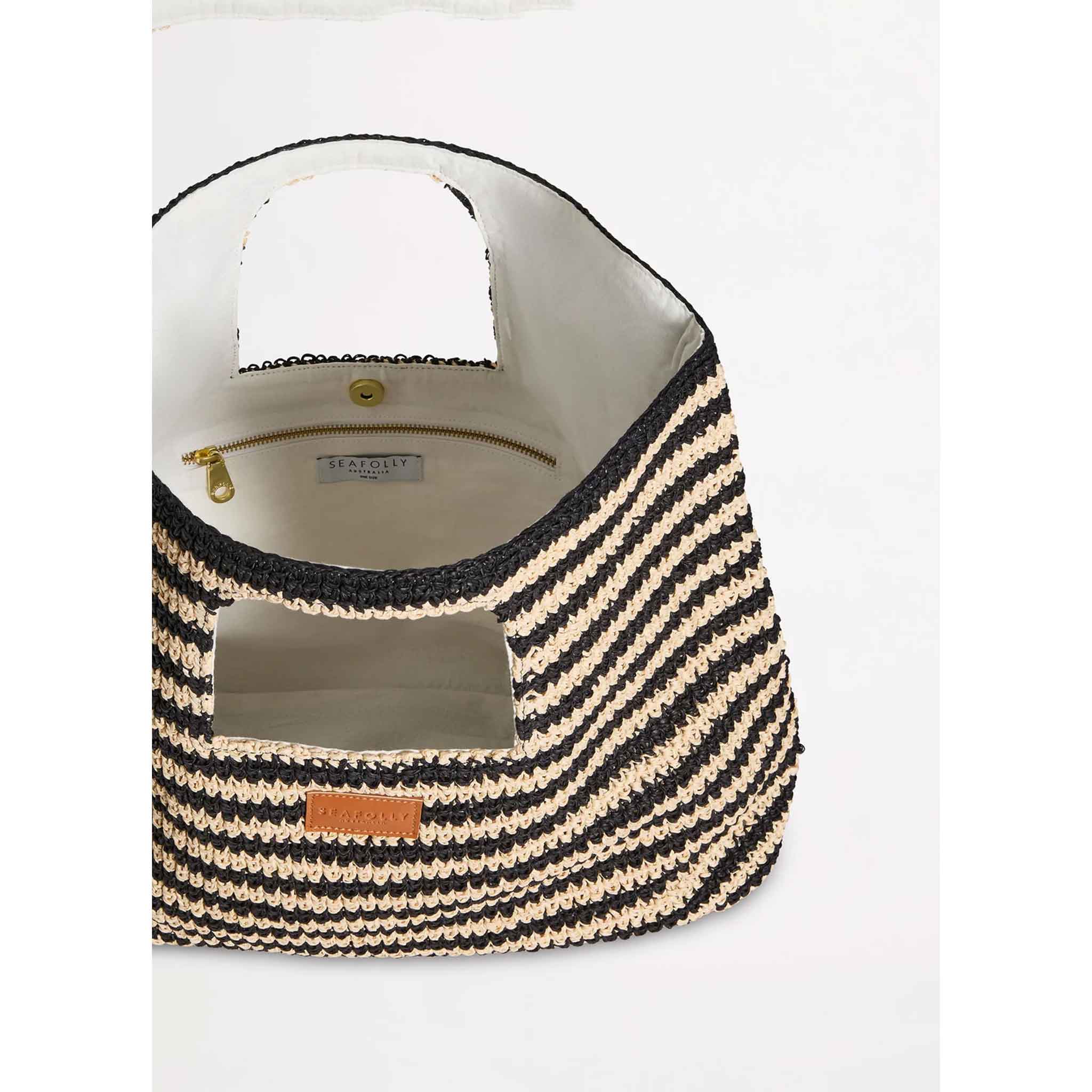 Raffia Stripe Basket Bag