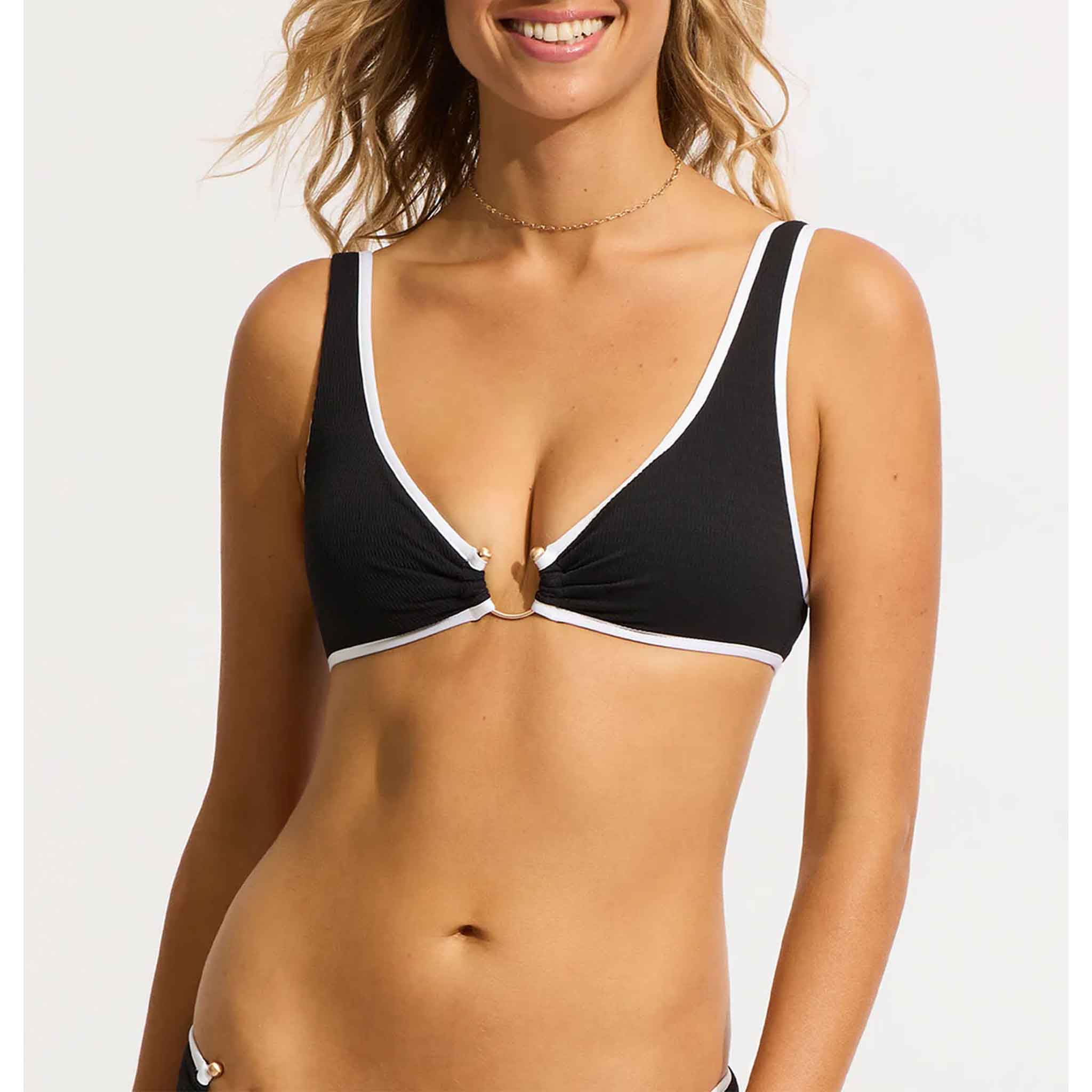 Beach Bound Ring Front Bandeau in Black