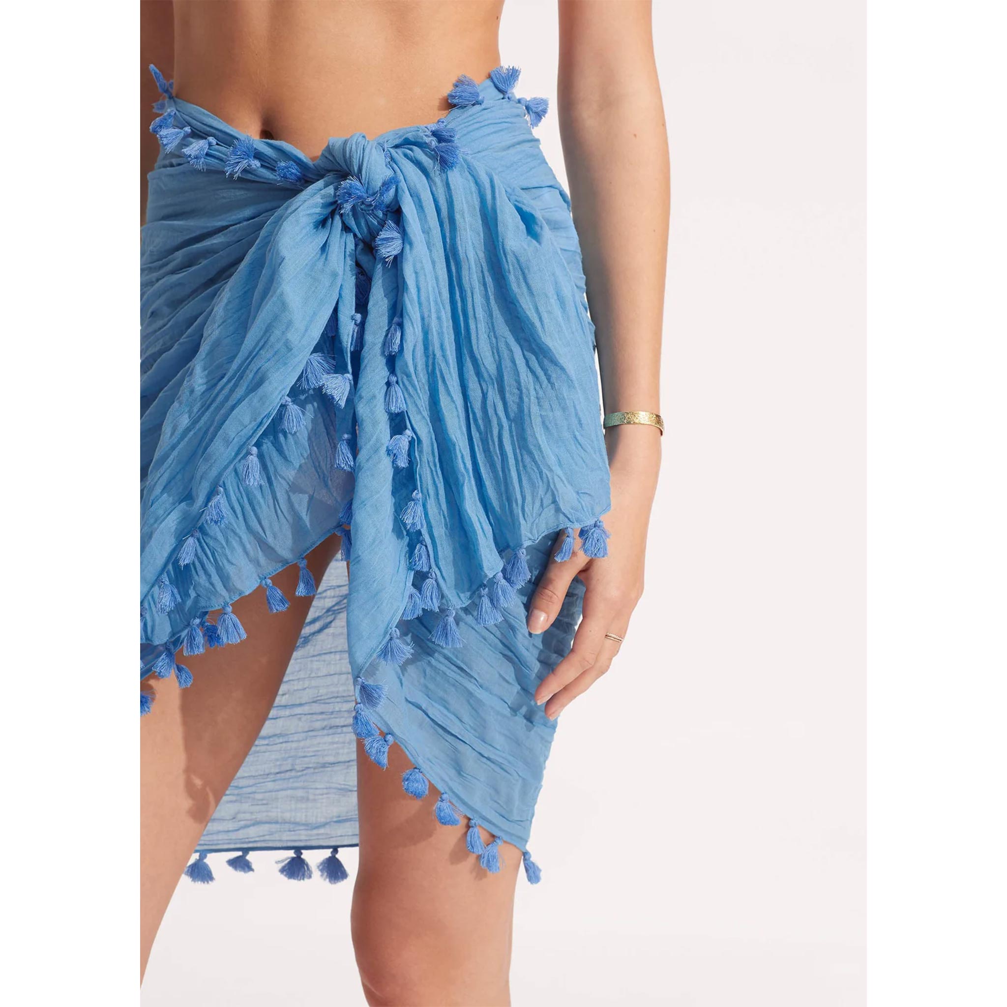 Cotton Gauze Sarong in Azure