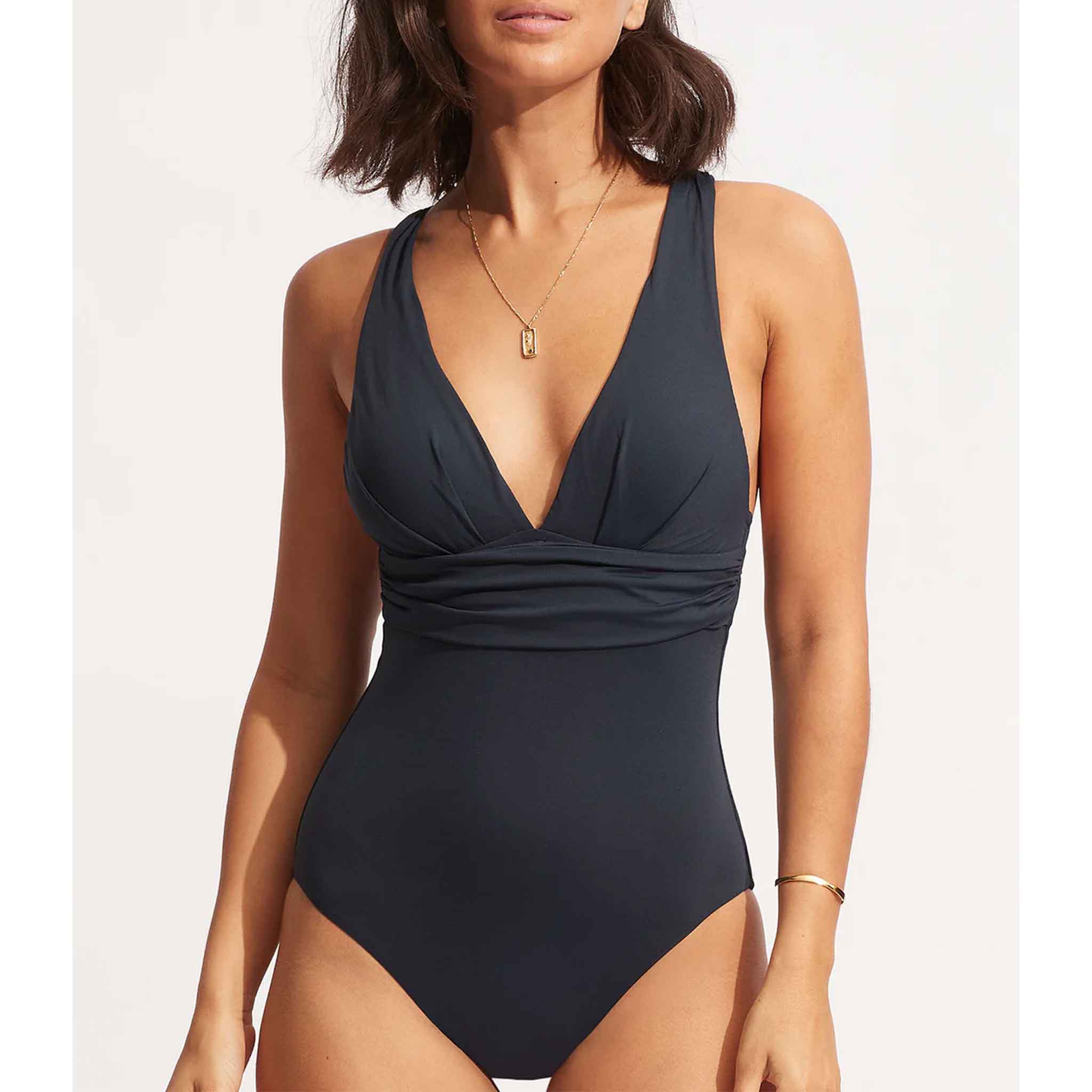 Cross Back One Piece in Navy