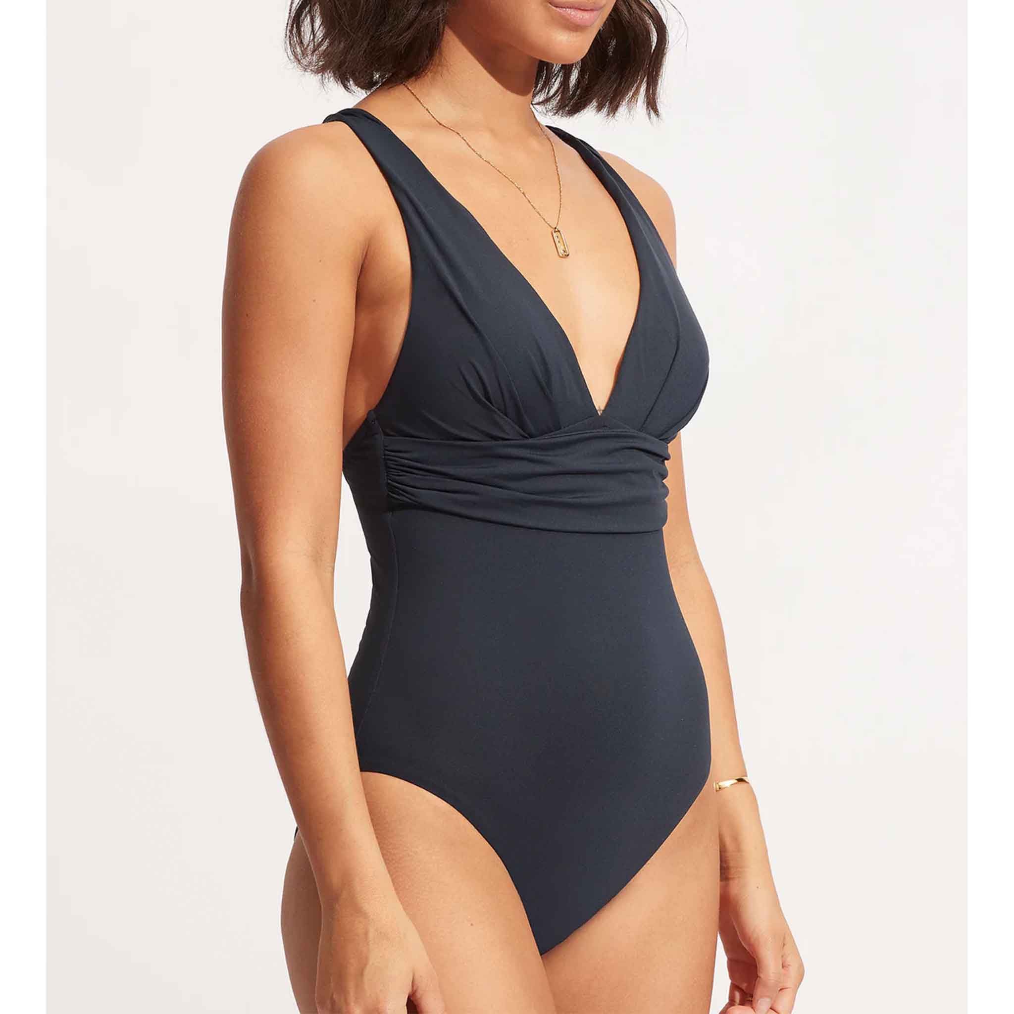 Cross Back One Piece in Navy