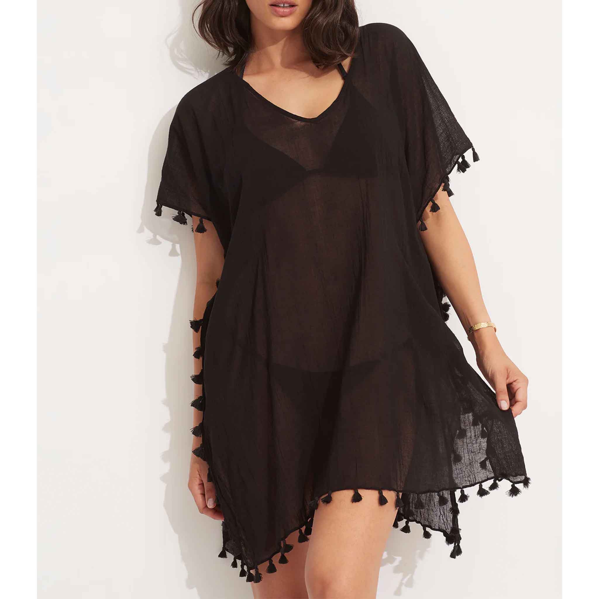 Midi Amnesia Kaftan in Black