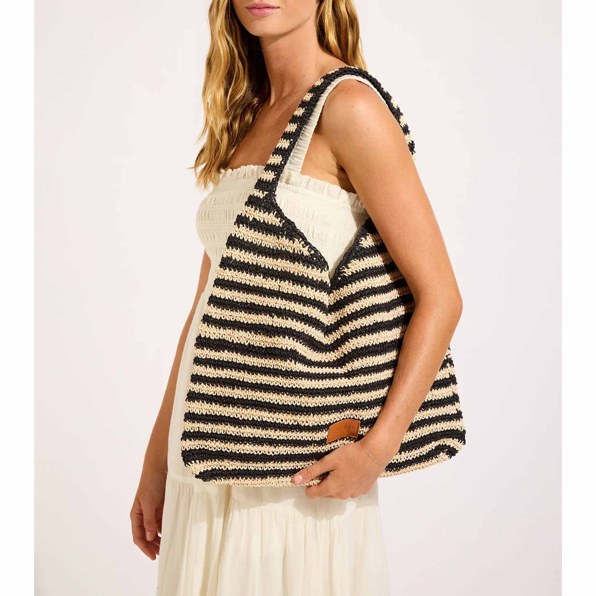 Raffia Stripe Tote Bag