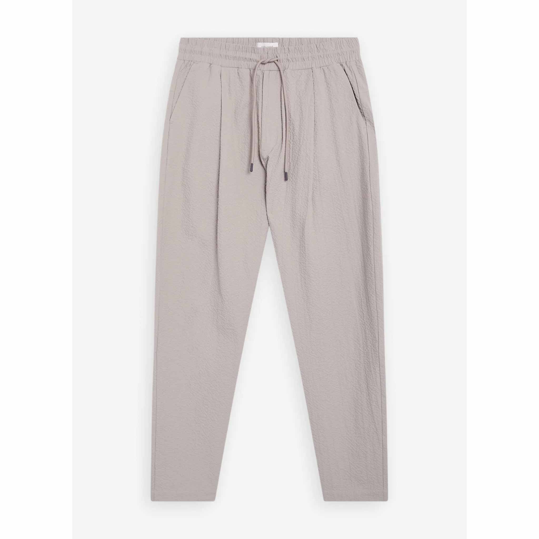 Seersucker Trousers in Warm Grey