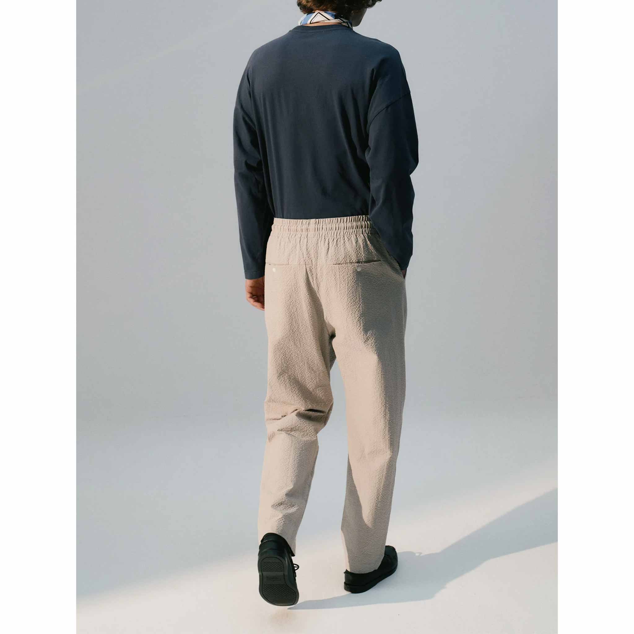 Seersucker Trousers in Warm Grey