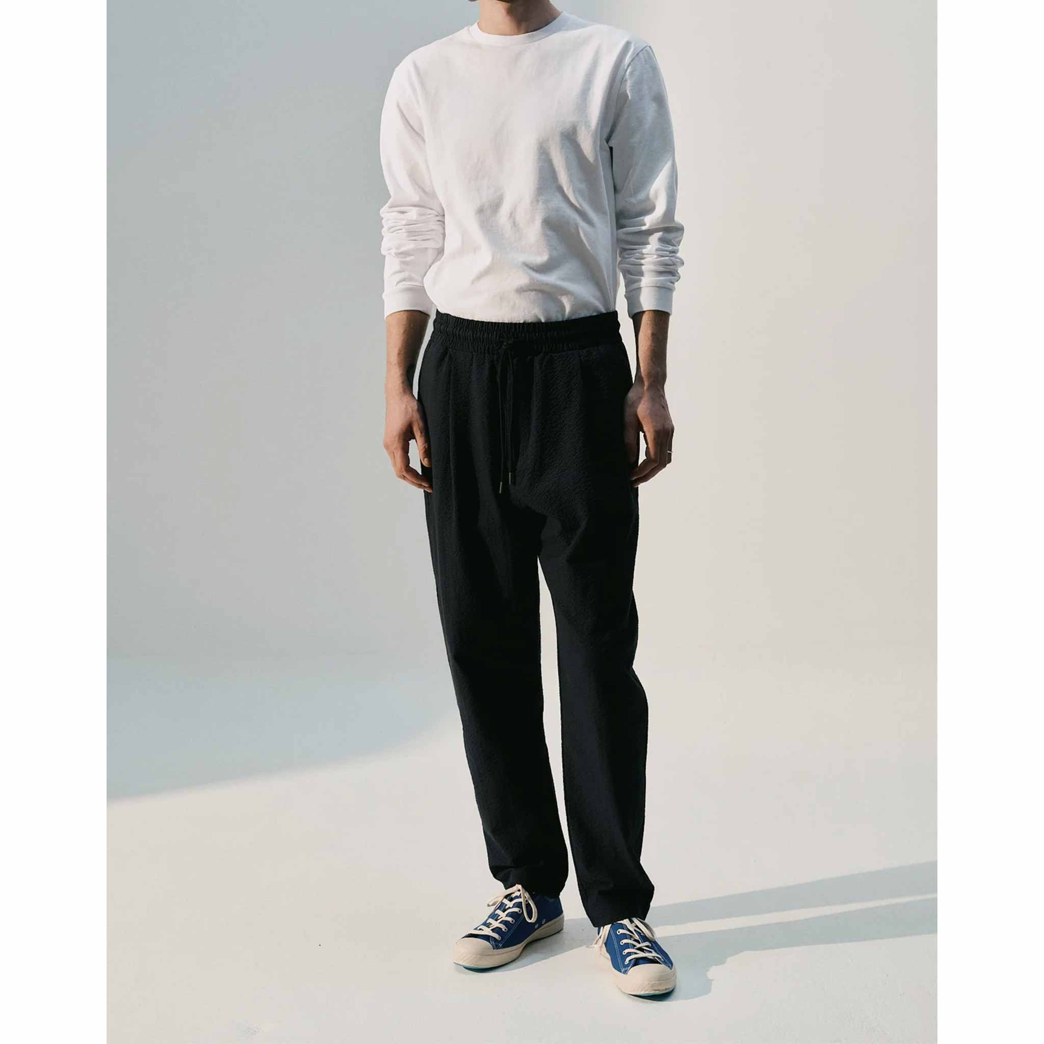 Seersucker Trousers in Navy