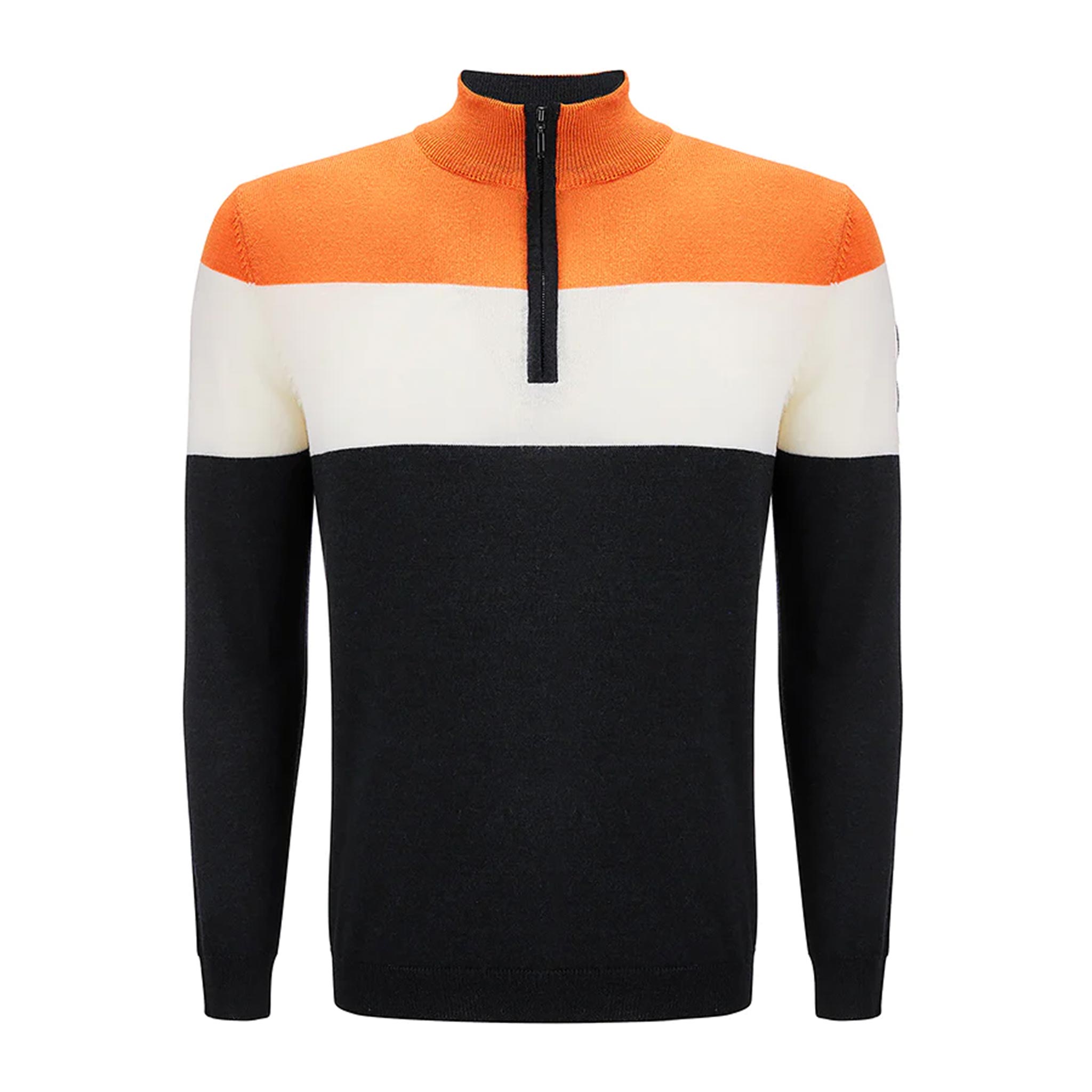Eigeroy Zip-Up Sweater in Navy/Orange/White