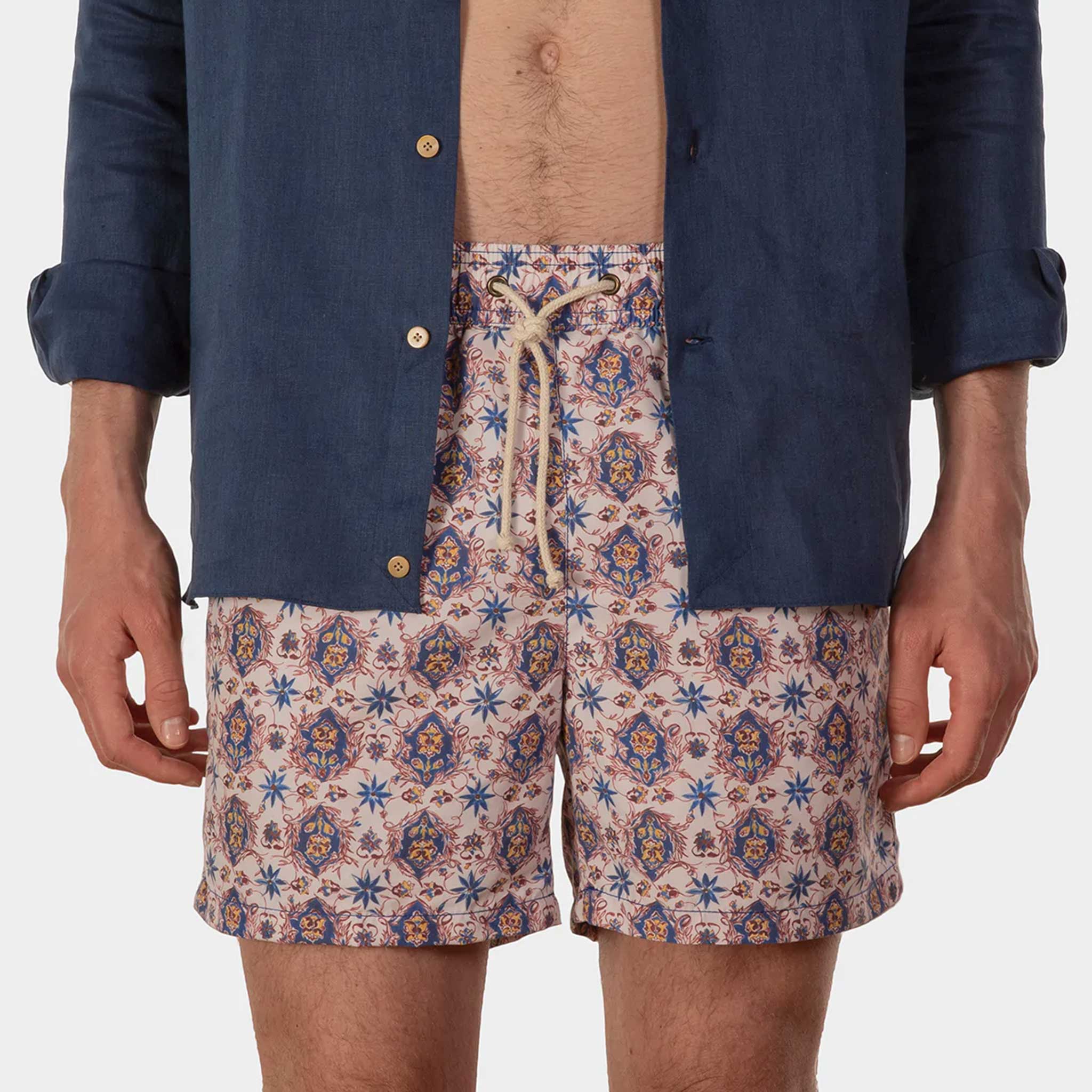 Flor Swim Shorts in Offwhite/Blue