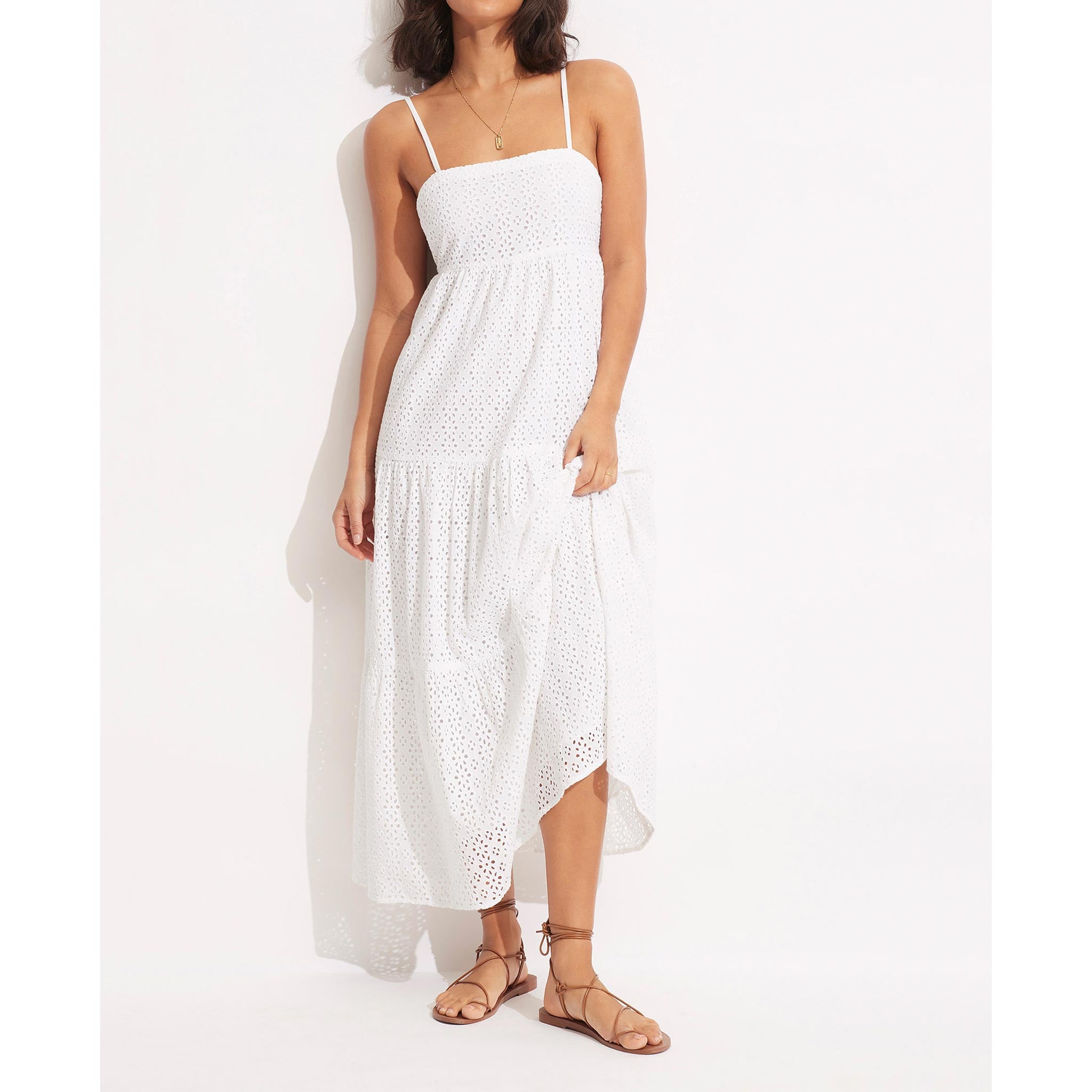 Broderie Anglaise Tiered Maxi in White
